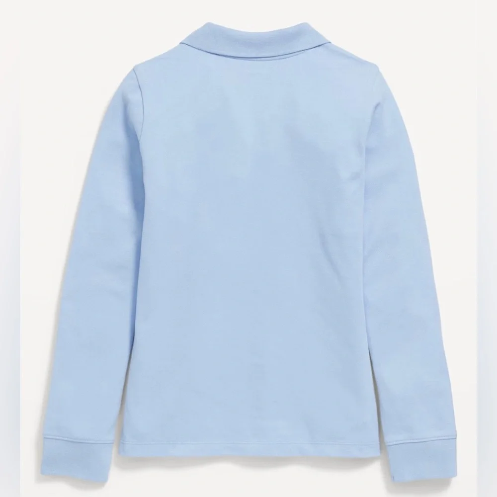 Old Navy Uniform Pique Long Sleeves Polo Shirt for Girls in Light Blue